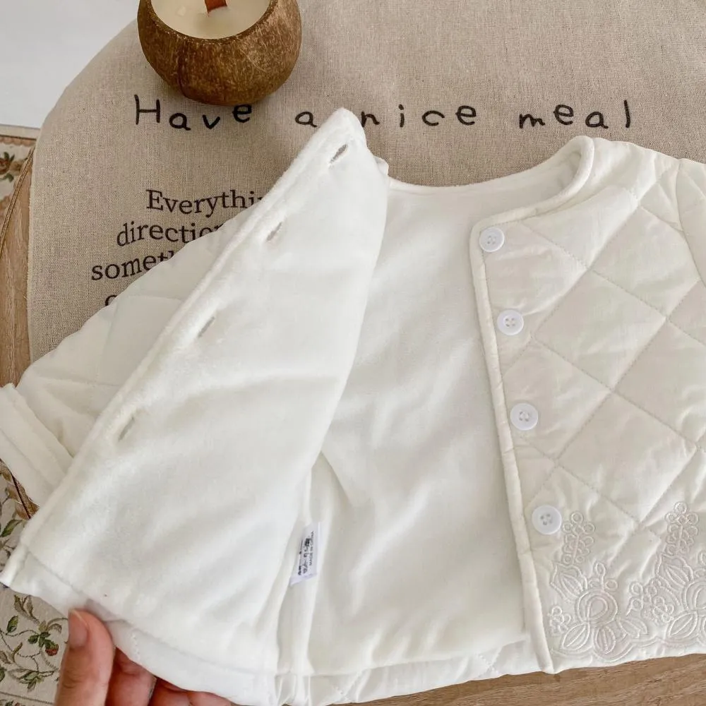 Winter Baby Girl Padded Jacket Thick Embroidered Cardigan Coat Wholesale Girls Clothes