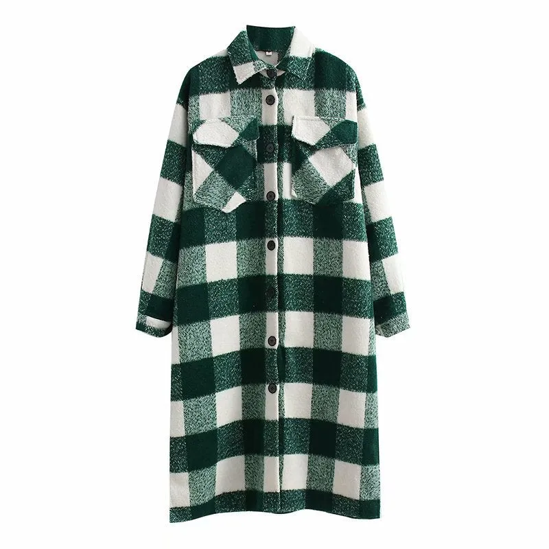Women Fall Outfits Autumn And Winter Plush Woolen Overcoat Coat Single Breasted Long Shirt