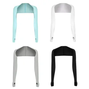 Women Thumbhole Long Sleeve Bolero Shrug Solid Color Open Front Cropped Cardigan Top Slim Fit Sunscreen Jacket