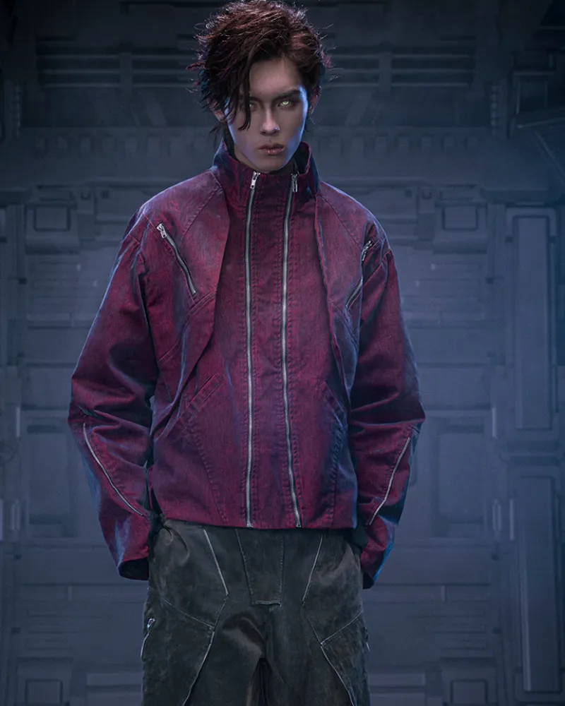 XIPHEVIL Cyberpunk Outfits Unisex Velvet Short Jacket