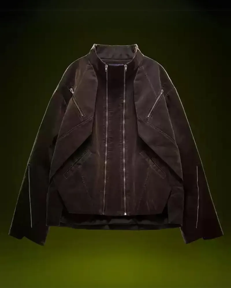 XIPHEVIL Cyberpunk Outfits Unisex Velvet Short Jacket
